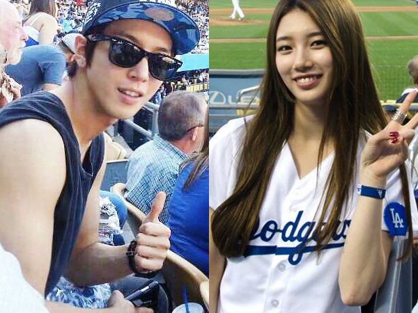 Yonghwa CNBLUE dan Suzy miss A Dukung Ryu Hyun Jin di Pertandingan LA Dodgers